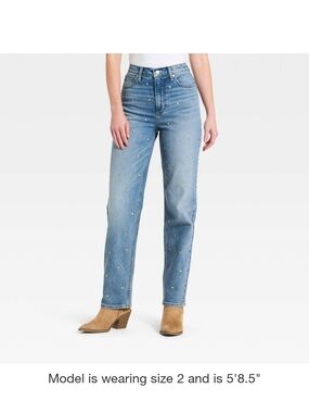 Universal Thread Heart Studded Straight-Leg Jeans